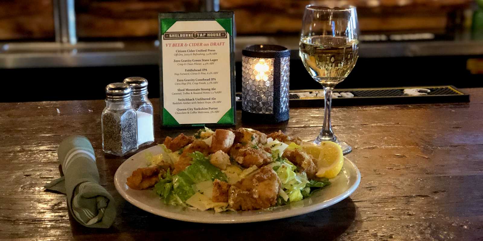 Salad and Glass of wine 